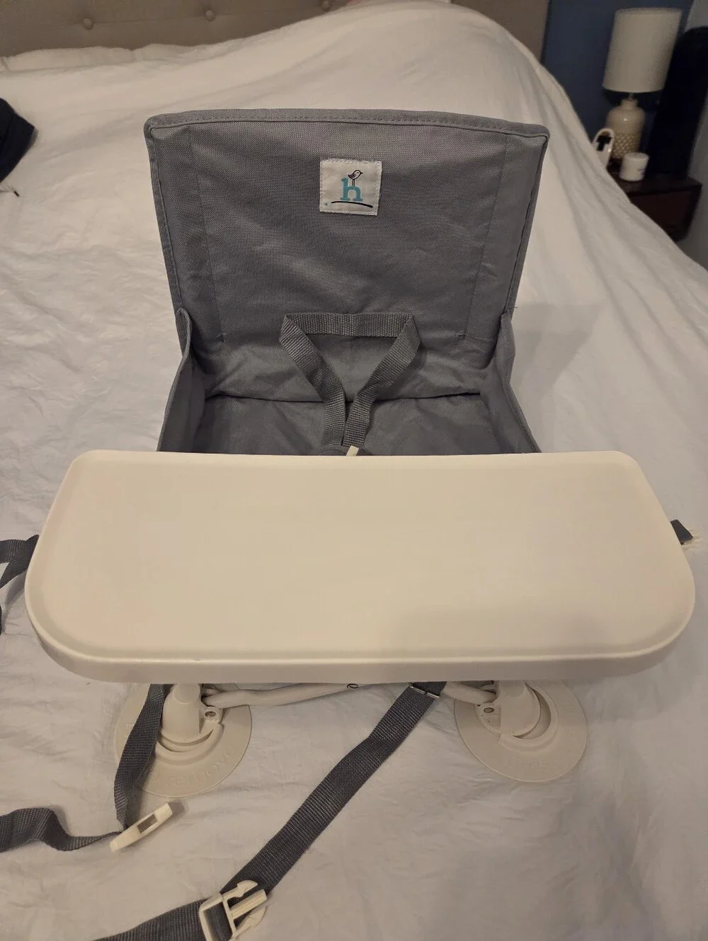 Baby Portable Travel Booster Seat - Gray with Cream Tray